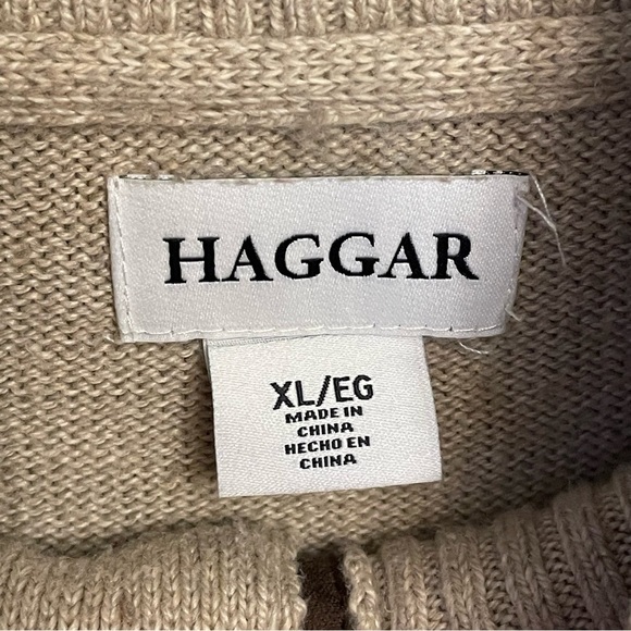 HAGGAR Herringbone Button Mock Neck Sweater size XL academia grandpa core - Picture 2 of 7